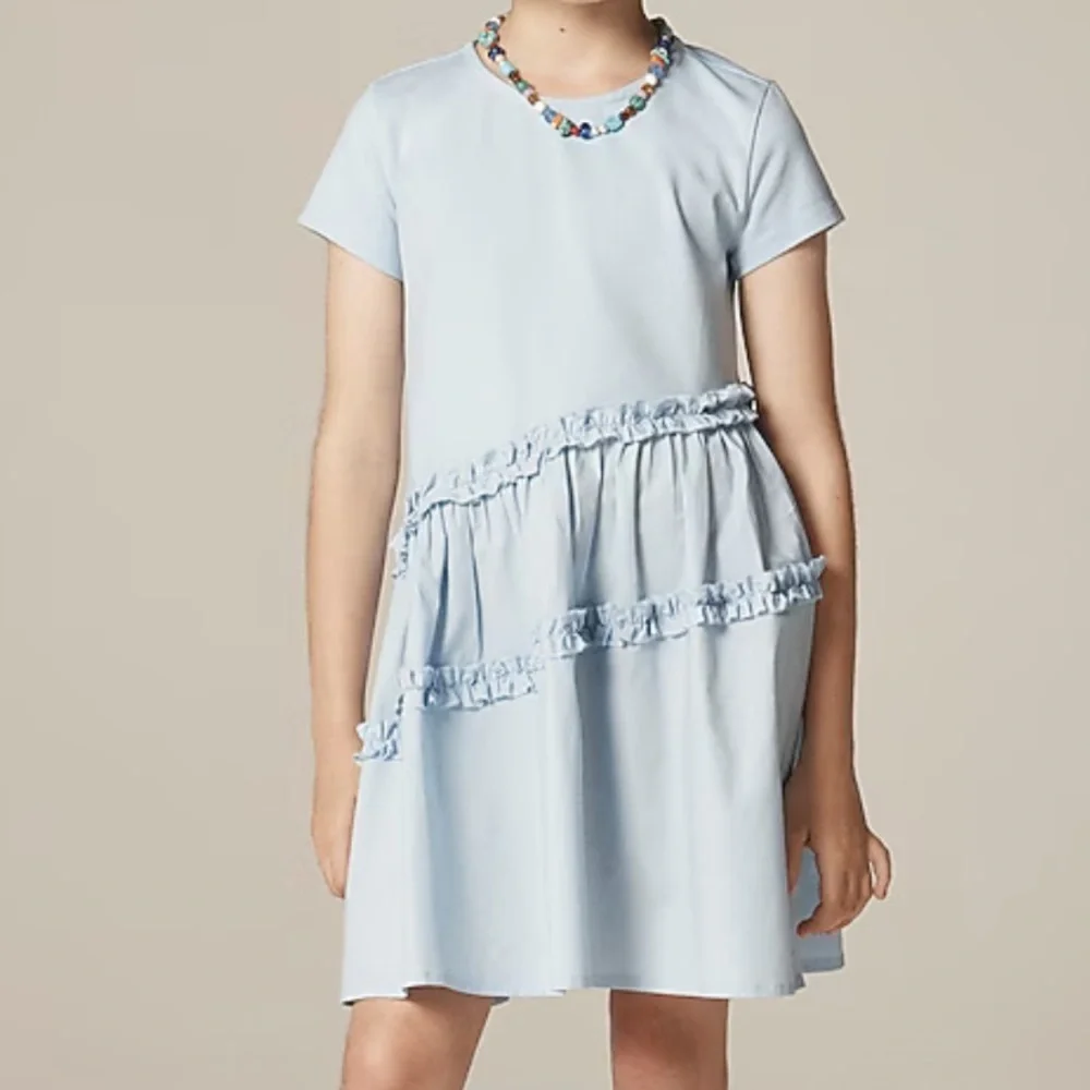 J crew Girls' asymmetrical mixy dress gentle sea